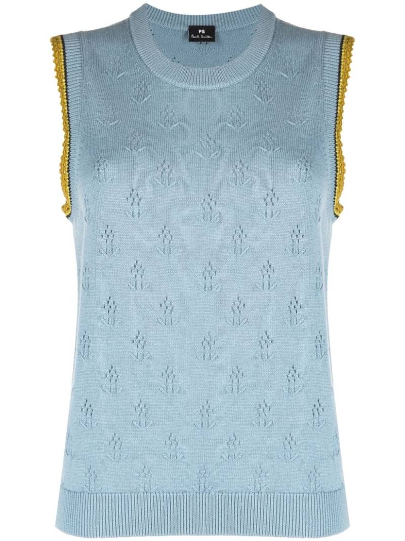 PS Paul Smith crew-neck sleeveless knitted top - Blue von PS Paul Smith