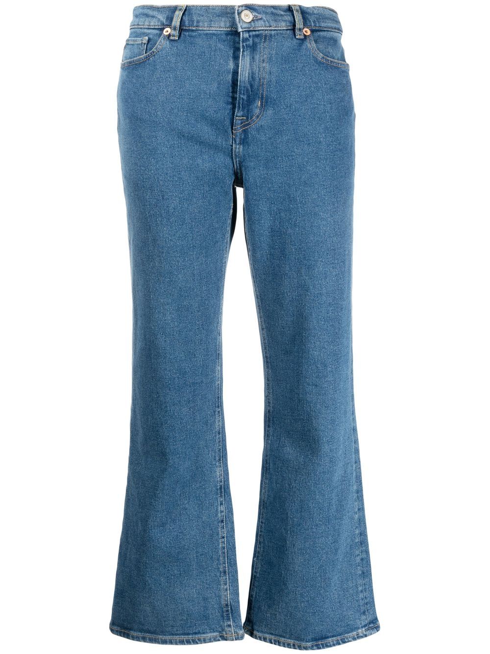 PS Paul Smith cropped organic-cotton flared jeans - Blue von PS Paul Smith