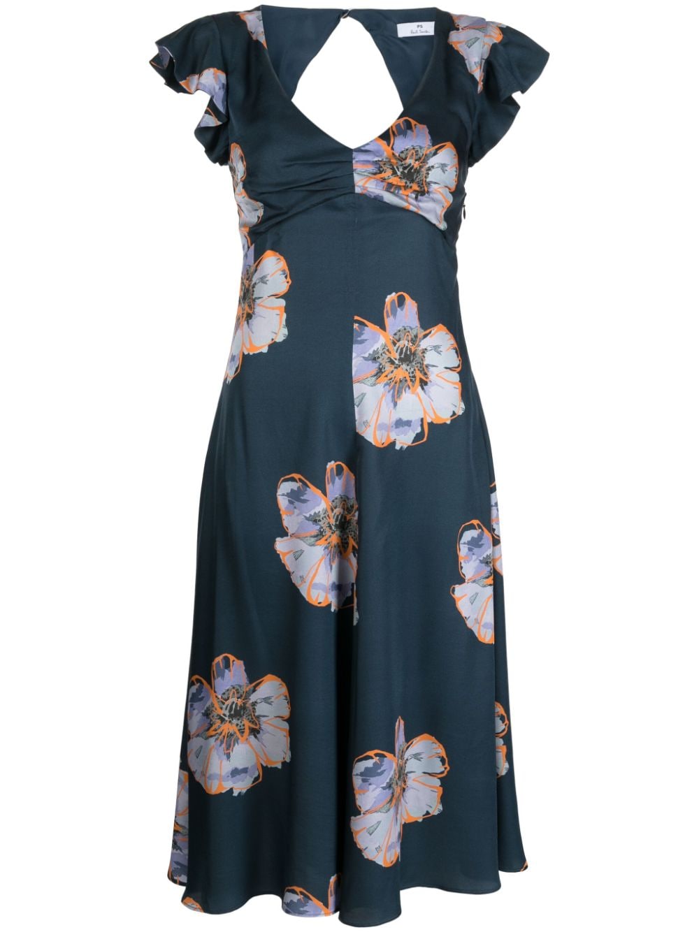 PS Paul Smith floral-print V-neck dress - Blue von PS Paul Smith