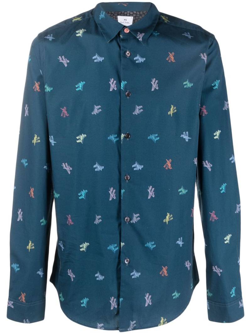 PS Paul Smith graphic-print organic-cotton shirt - Blue von PS Paul Smith