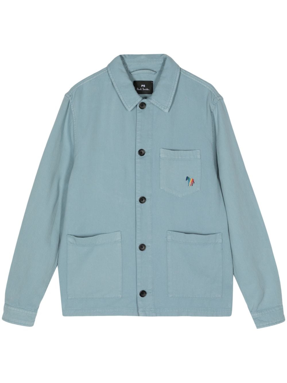 PS Paul Smith logo-embroidered cotton-linen shirt - Blue von PS Paul Smith