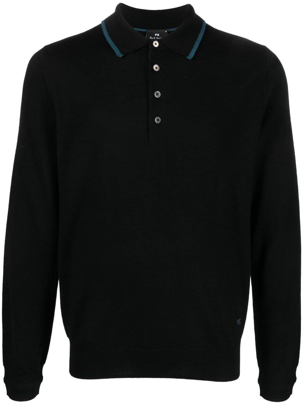 PS Paul Smith logo-embroidered merino polo shirt - Black von PS Paul Smith