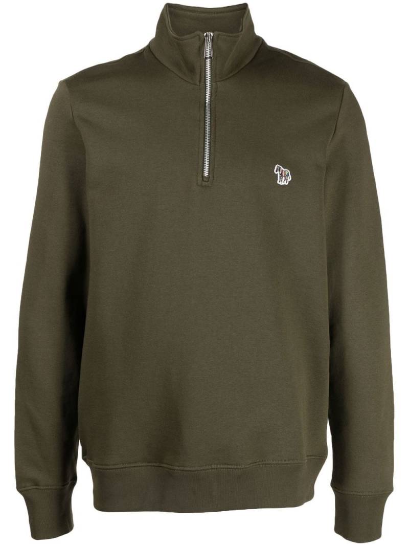 PS Paul Smith logo-patch high-neck cotton sweatshirt - Green von PS Paul Smith