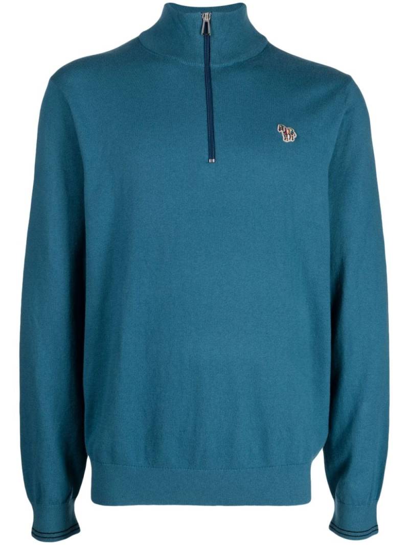 PS Paul Smith logo-patch zip-up jumper - Blue von PS Paul Smith