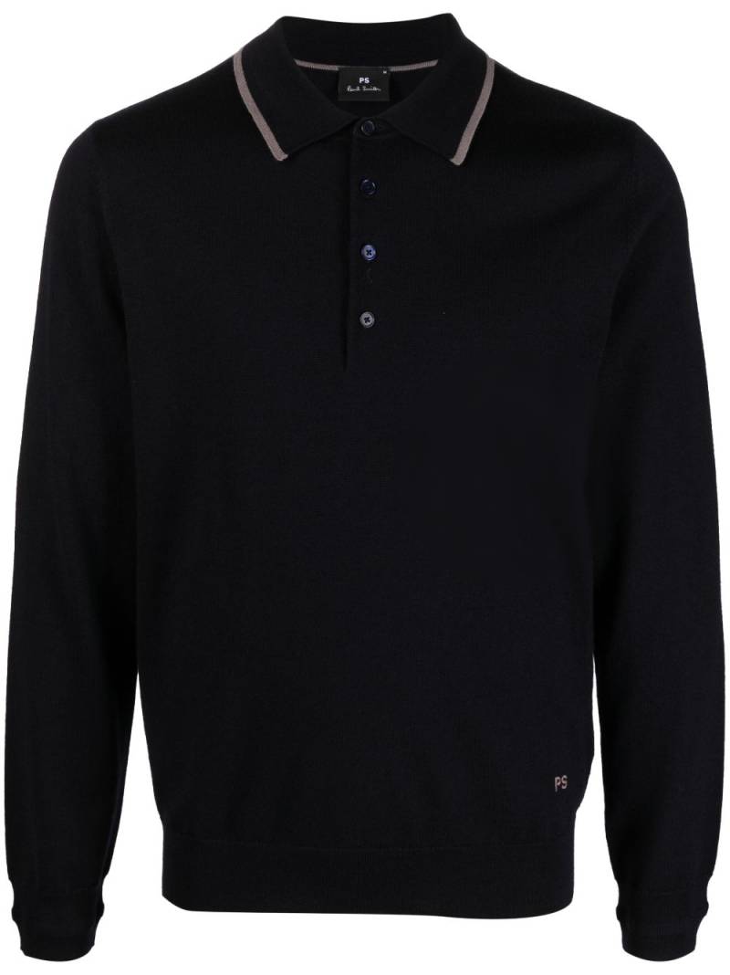 PS Paul Smith long-sleeve merino-wool polo shirt - Blue von PS Paul Smith