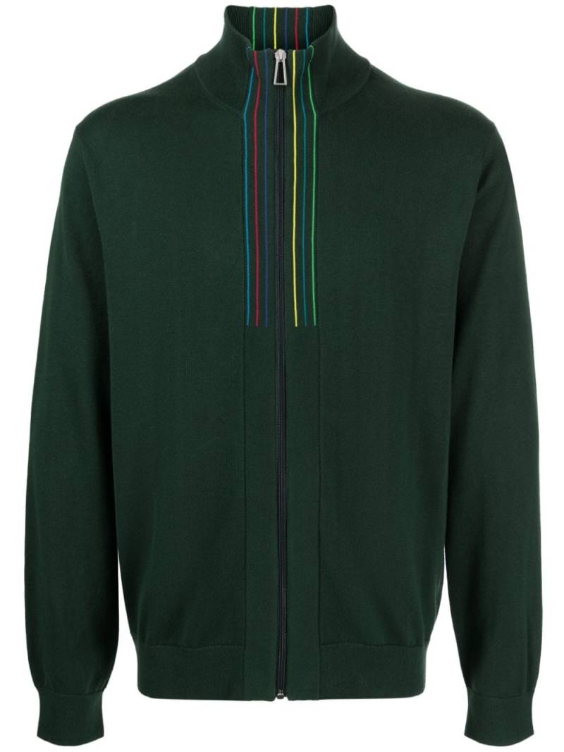 PS Paul Smith stripe-detail zip-up cardigan - Green von PS Paul Smith