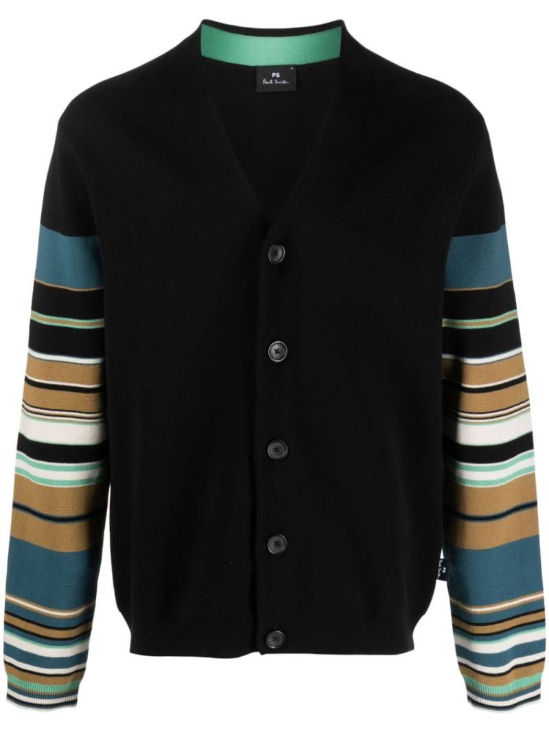 PS Paul Smith stripe-print cardigan - Black von PS Paul Smith