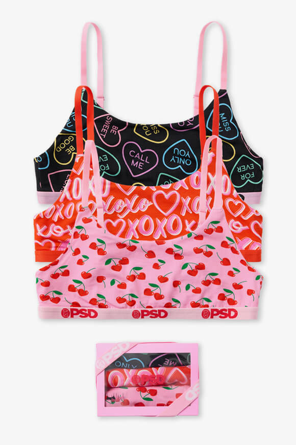 PSD Underwear Dreierpack Bralettes | Black + Red + Pink | Damen | M PSD Underwear Dreierpack Bralettes | Black + Red + Pink | Damen | M von PSD Underwear