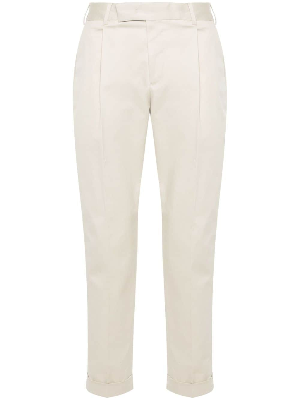 PT Torino feather-detail twill trousers - Neutrals von PT Torino