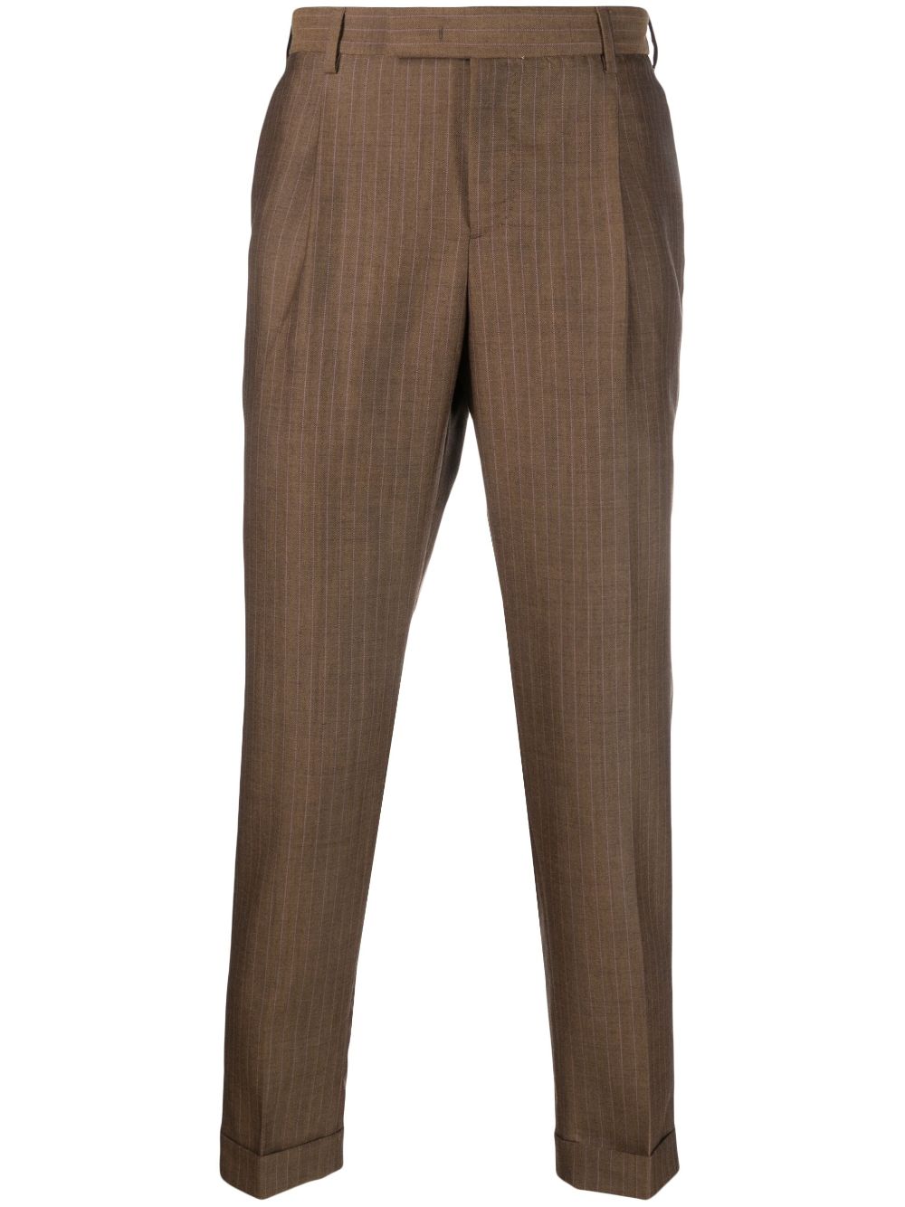 PT Torino pinstriped tapered virgin wool trousers - Brown von PT Torino