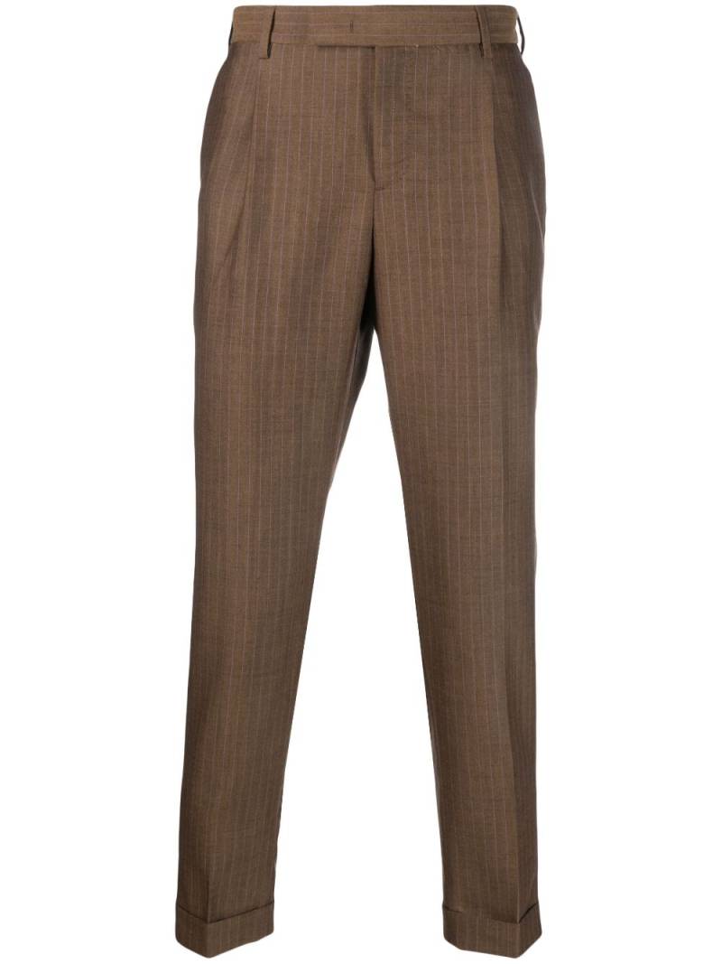PT Torino pinstriped tapered virgin wool trousers - Brown von PT Torino