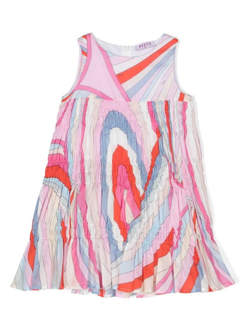 PUCCI Junior Iride-print smocking-details dress - Pink von PUCCI Junior