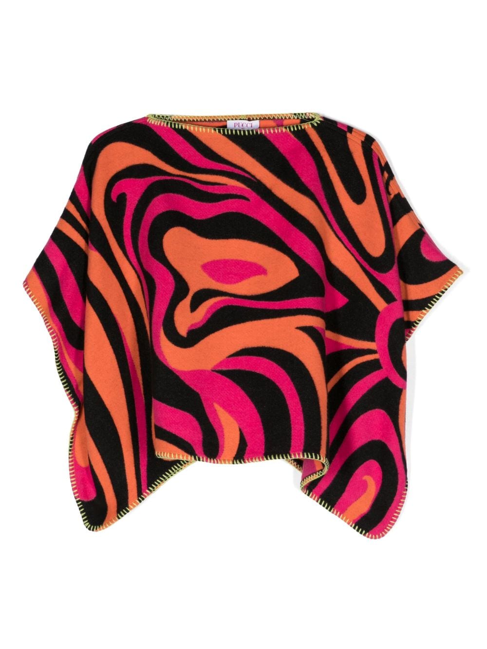 PUCCI Junior abstract-pattern virgin wool poncho - Pink von PUCCI Junior