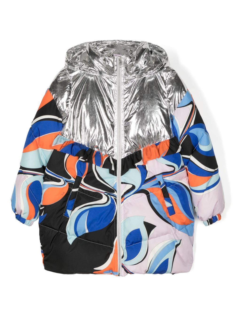 PUCCI Junior abstract-print hooded jacket - Silver von PUCCI Junior