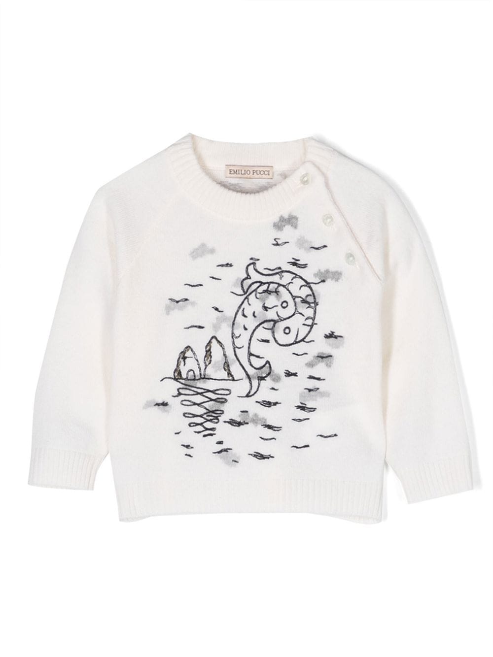 PUCCI Junior embroidered cotton jumper - White von PUCCI Junior