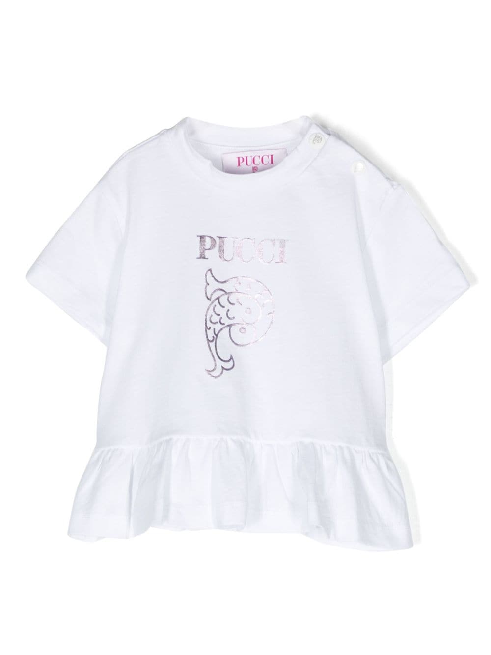 PUCCI Junior fish-print flared T-shirt - White von PUCCI Junior