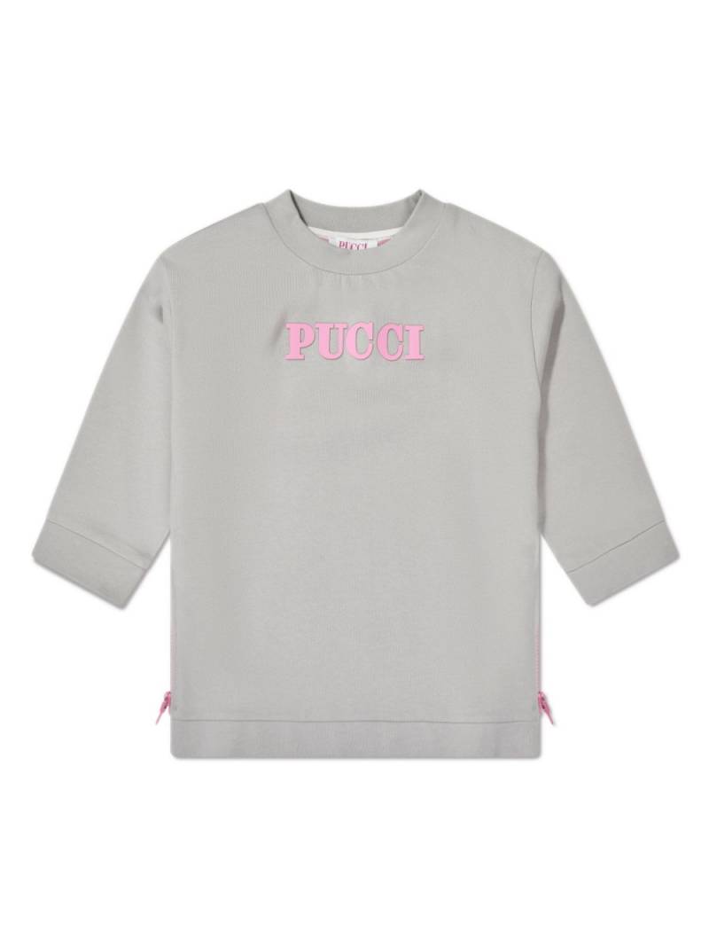 PUCCI Junior flocked-logo cotton sweatshirt - Grey von PUCCI Junior