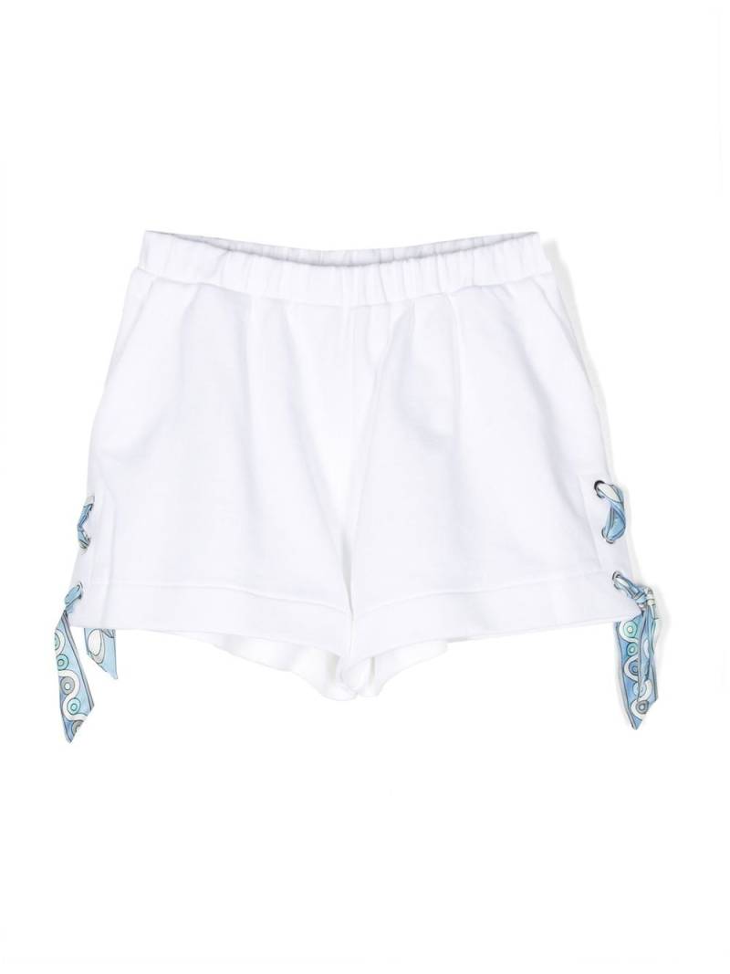 PUCCI Junior lace-up detail cotton shorts - White von PUCCI Junior