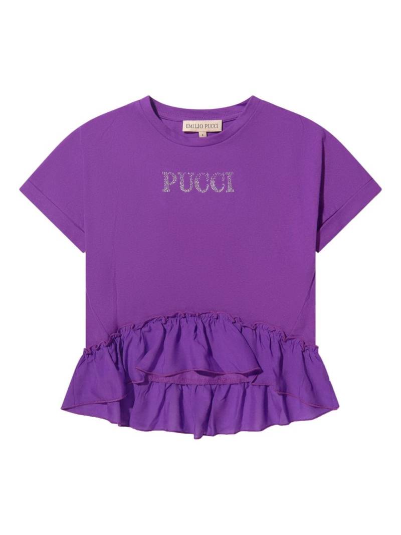 PUCCI Junior logo-embellished cotton T-shirt - Purple von PUCCI Junior