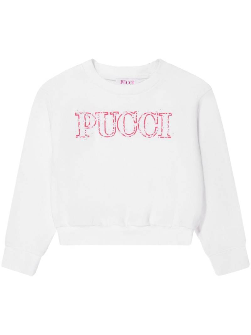 PUCCI Junior logo-embroidered cotton sweatshirt - White von PUCCI Junior
