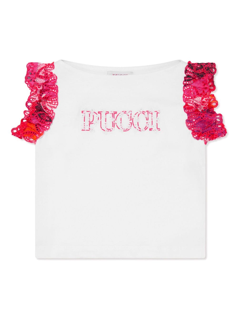 PUCCI Junior logo-embroidered organic cotton T-shirt - White von PUCCI Junior