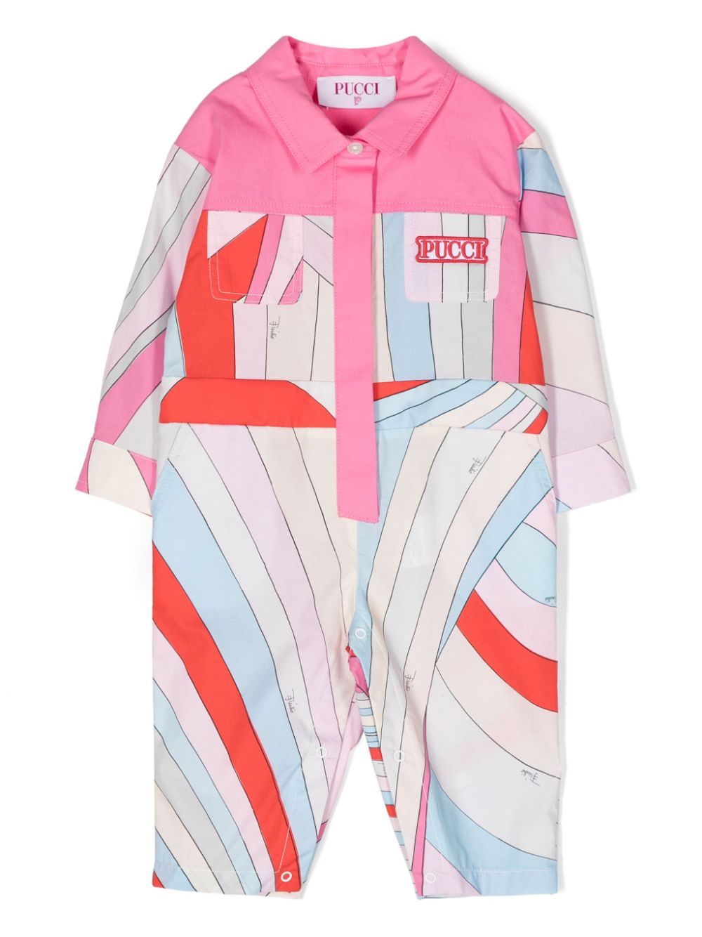 PUCCI Junior logo-patch cotton rompers - Pink von PUCCI Junior