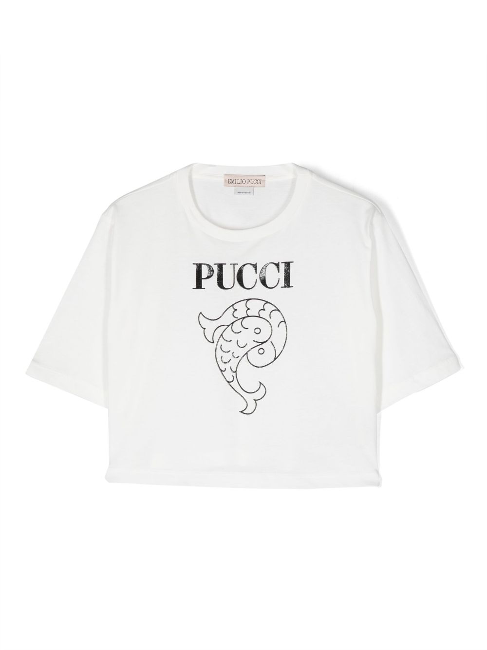 PUCCI Junior logo-print cropped T-shirt - White von PUCCI Junior