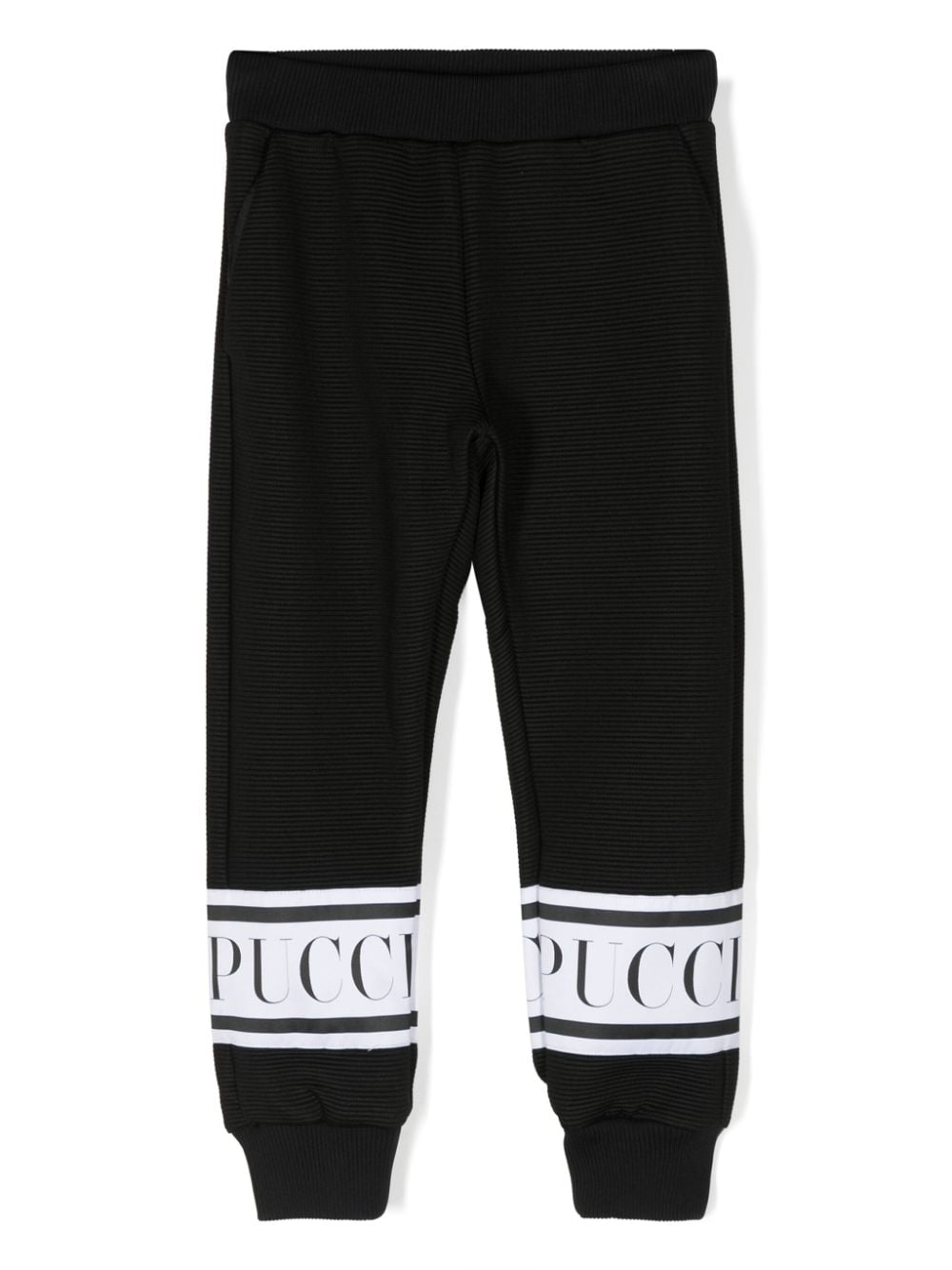 PUCCI Junior logo-print ribbed track pants - Black von PUCCI Junior