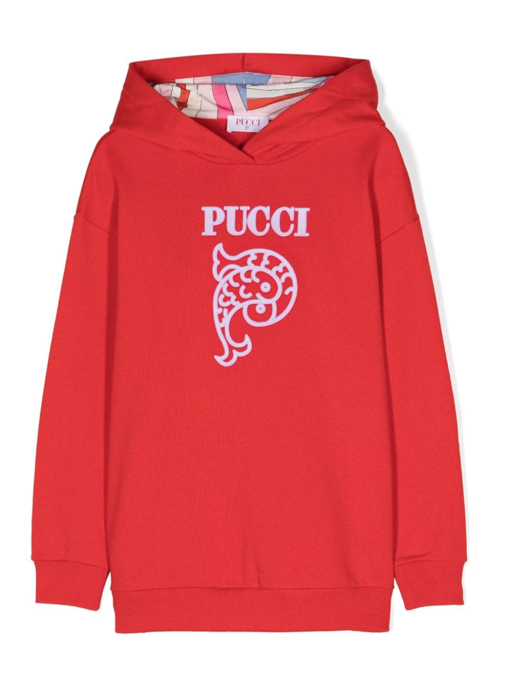 PUCCI Junior raised-logo cotton hoodie - Red von PUCCI Junior