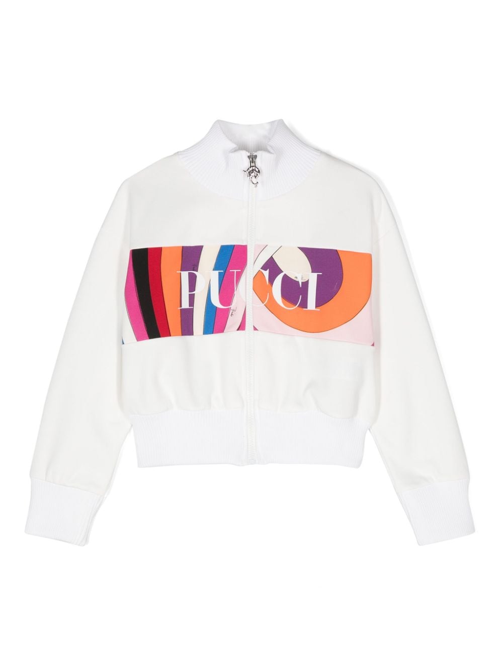 PUCCI Junior raised-logo zipped jacket - White von PUCCI Junior