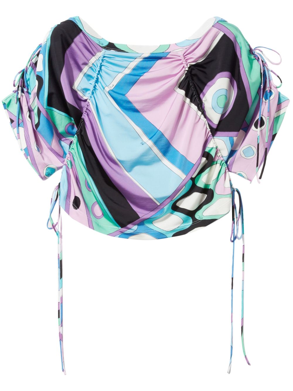 PUCCI Vivara-print cropped blouse - Blue von PUCCI