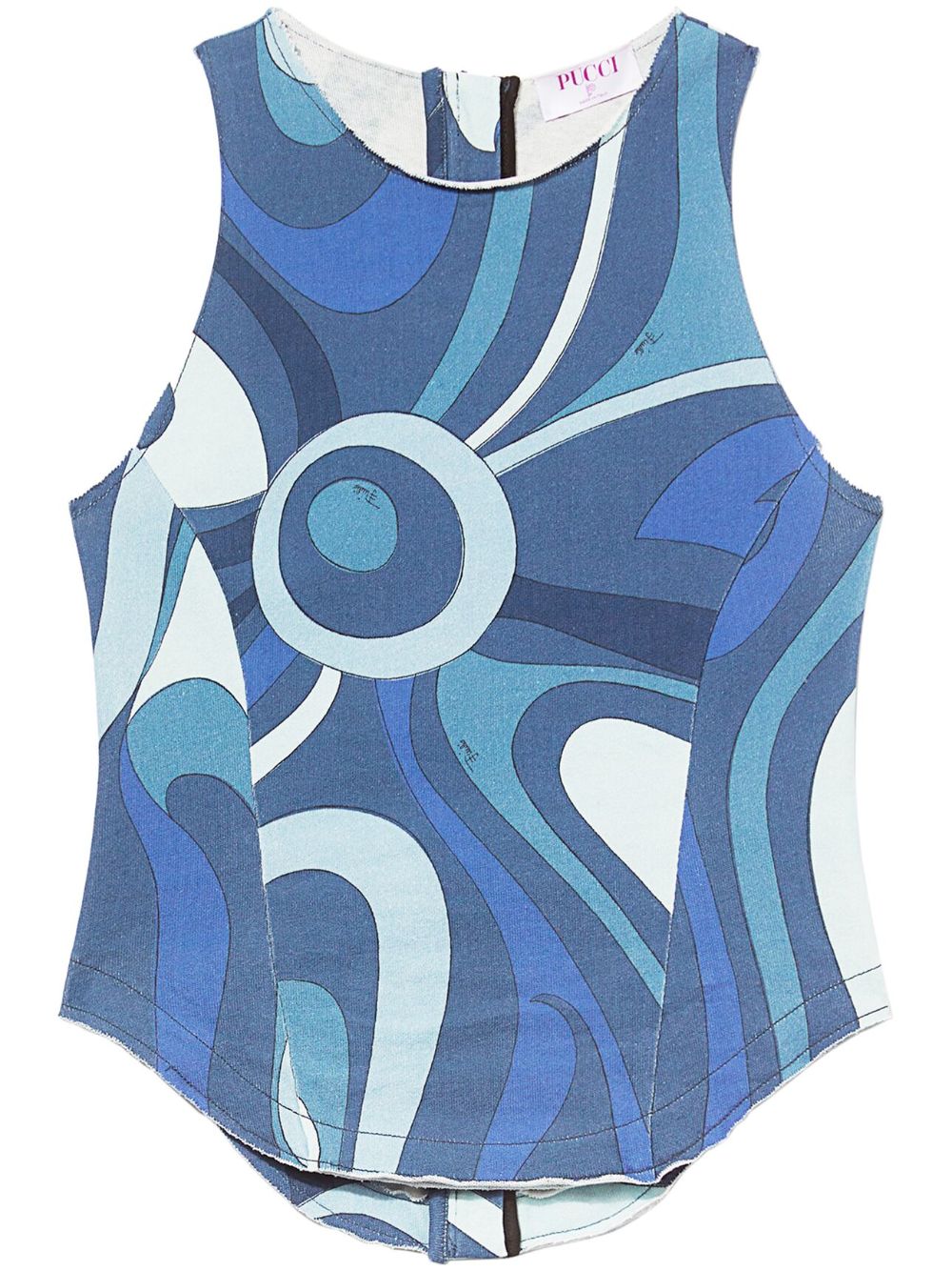 PUCCI abstract-print panelled cotton top - Blue von PUCCI