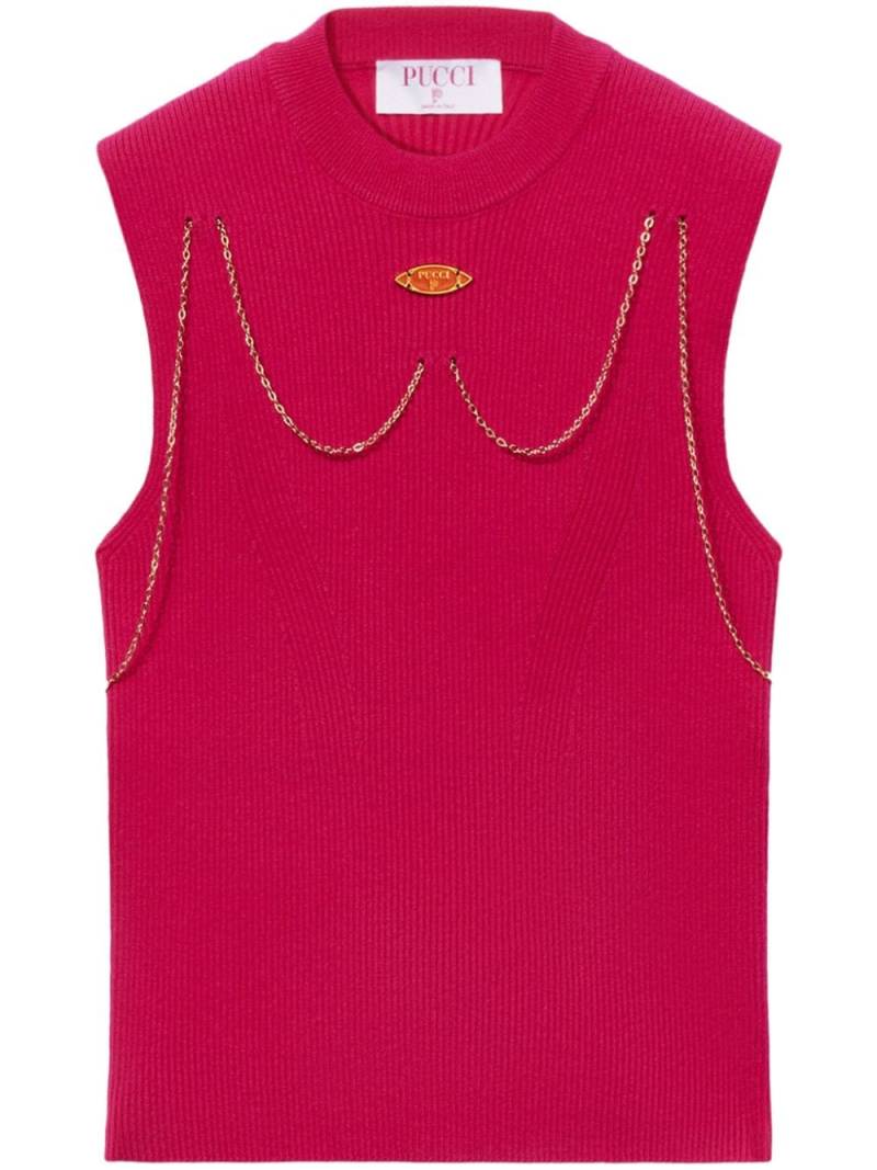 PUCCI chain-embellished rib-knit top - Pink von PUCCI