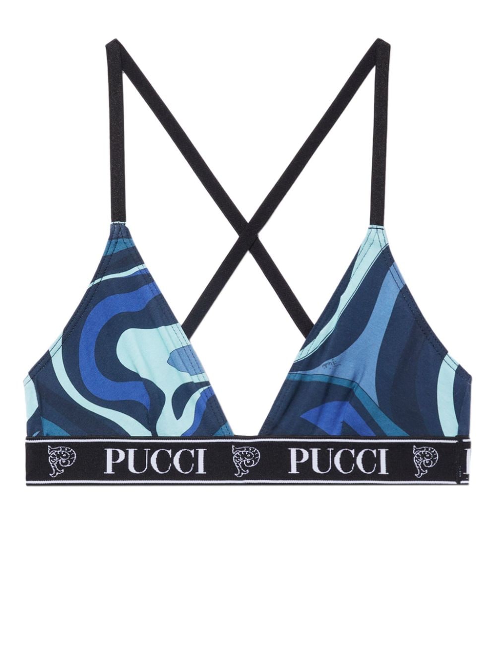 PUCCI logo-print cotton bra (set of three) - Blue von PUCCI