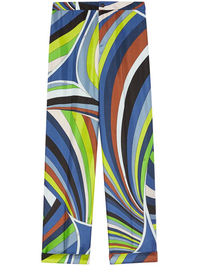 PUCCI logo-print silk flared trousers - Green von PUCCI