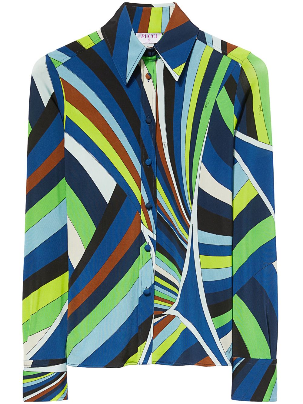 PUCCI wave-print long-sleeve shirt - Blue von PUCCI