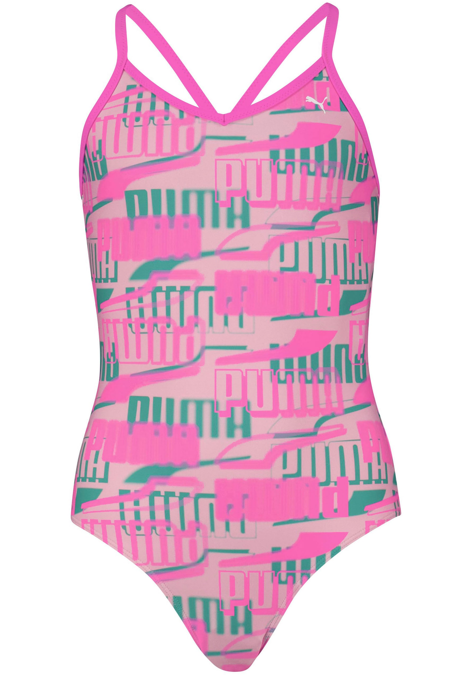 PUMA Badeanzug, Mädchen-Schwimmanzug mit allover Logoprint von PUMA