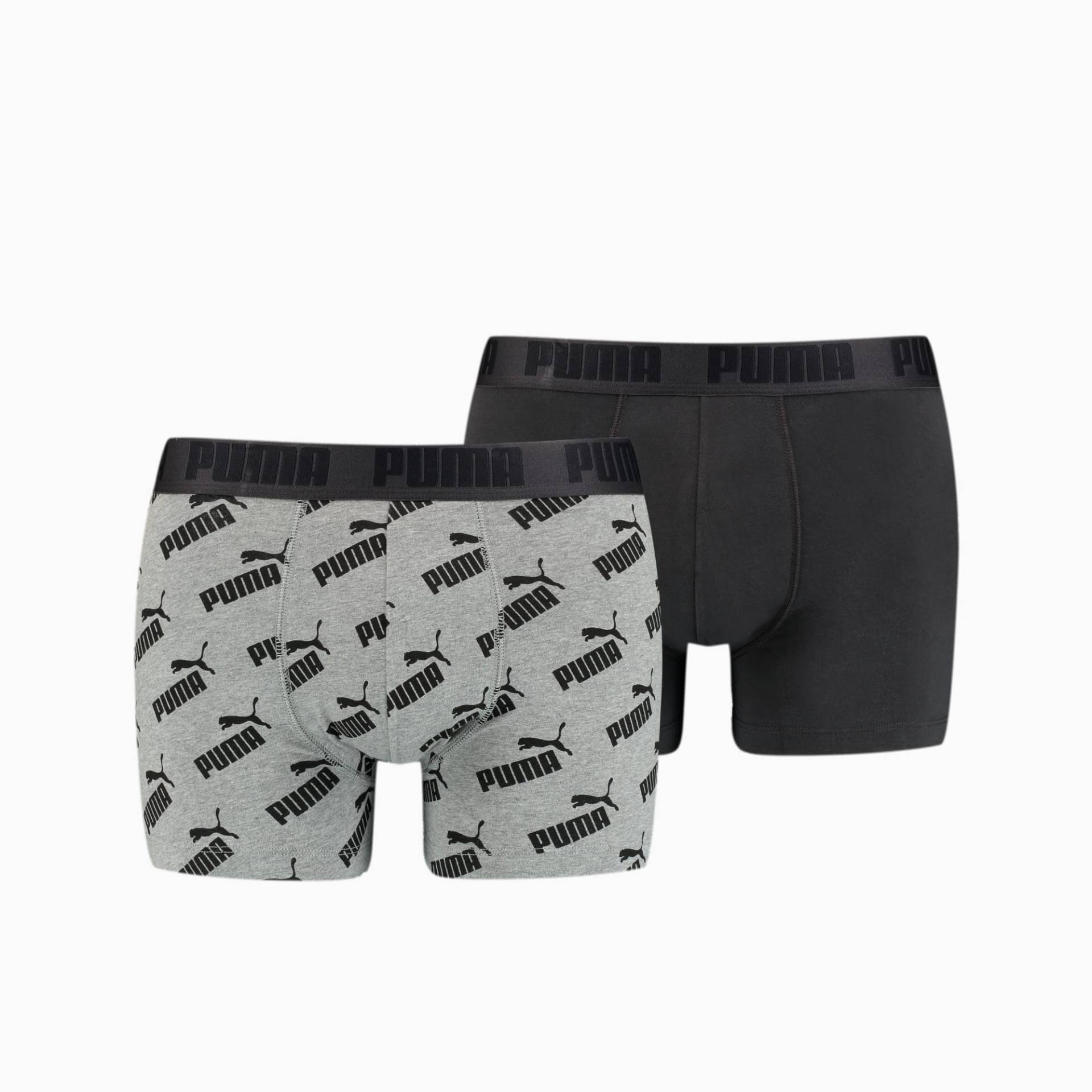 PUMA Logo Herren All-Over-Print Boxershorts 2er Pack | Mit Grau Melange | Grau/Schwarz | Größe: L PUMA Logo Herren All-Over-Print Boxershorts 2er Pack | Mit Grau Melange | Grau/Schwarz | Größe: L von PUMA