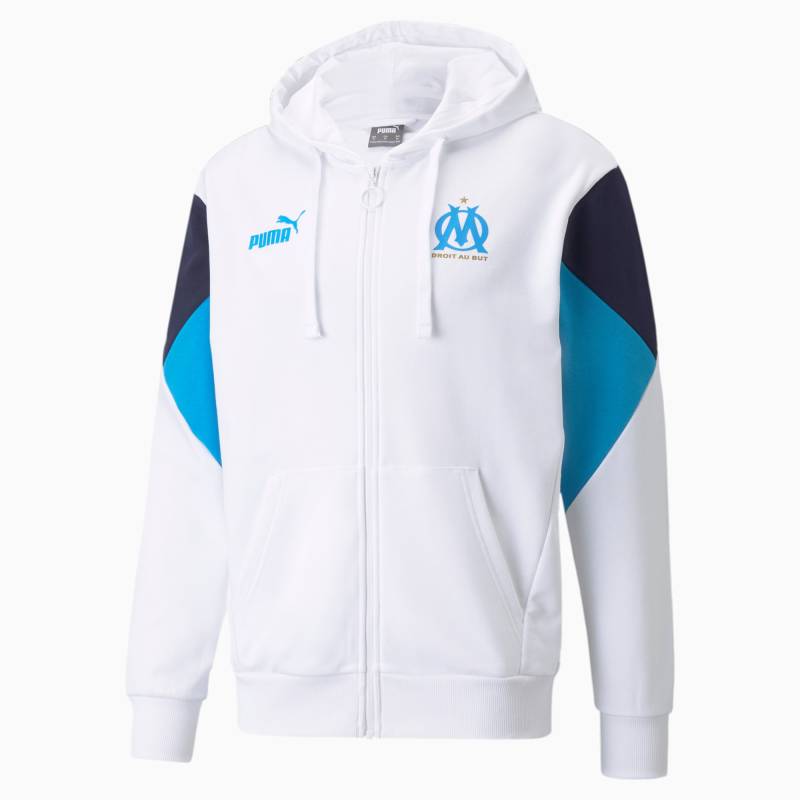 PUMA OM FtblCulture Herren Kapuzenjacke | Mit Aucun | Weiß/Blau | Größe: L von PUMA