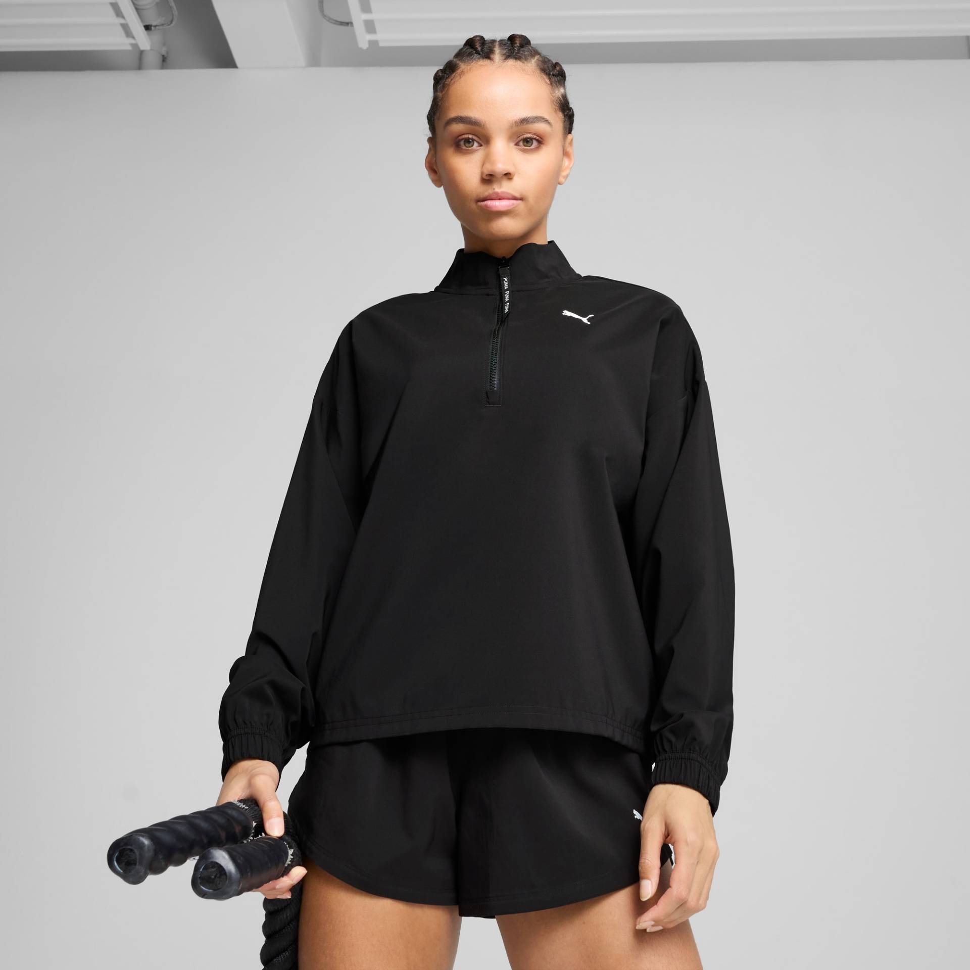 PUMA Trainingsjacke »W STRONG WOVEN JACKET«, ohne Kapuze von PUMA