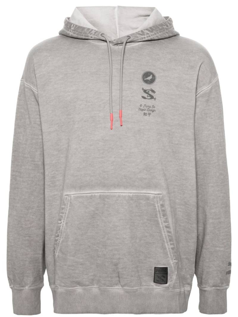 PUMA x Staple logo-print hoodie - Grey von PUMA