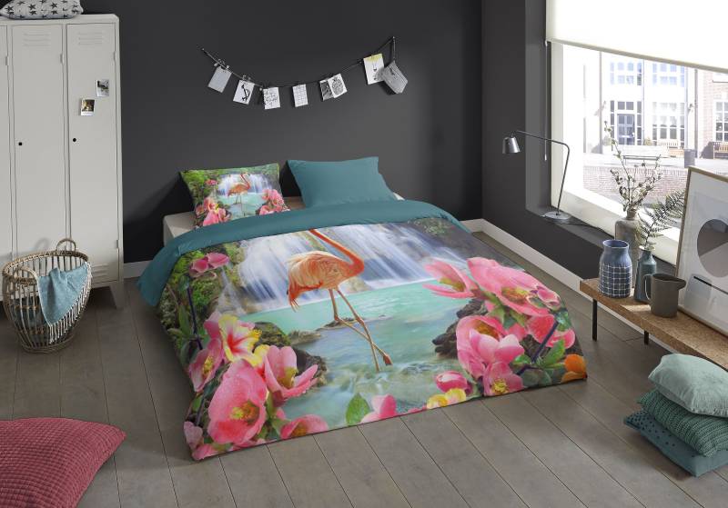 PURE luxury collection Wendebettwäsche »Flamingo«, Mikrofaser, 135x200, Pflegeleicht, Reissverschluss, Wende, Tropen von PURE luxury collection