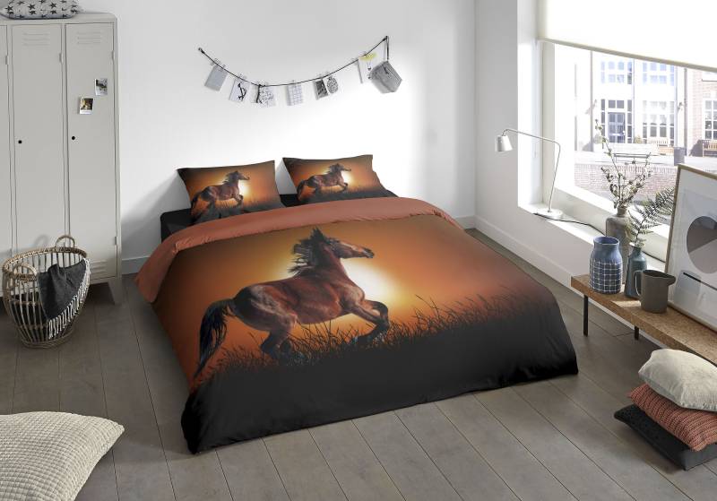 PURE luxury collection Wendebettwäsche »Freedom«, Mikrofaser, 135x200, Pflegeleicht, Reissverschluss, Wendeoptik, Pferd von PURE luxury collection
