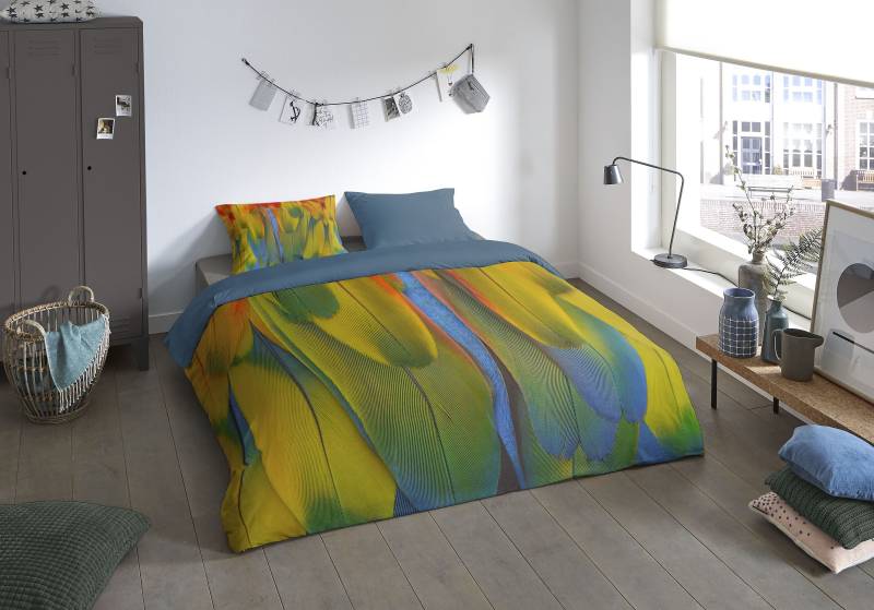 PURE luxury collection Wendebettwäsche »Rainbowfeathers«, Mikrofaser, 135x200, Pflegeleicht, Reissverschluss, Wendeoptik, Federn von PURE luxury collection
