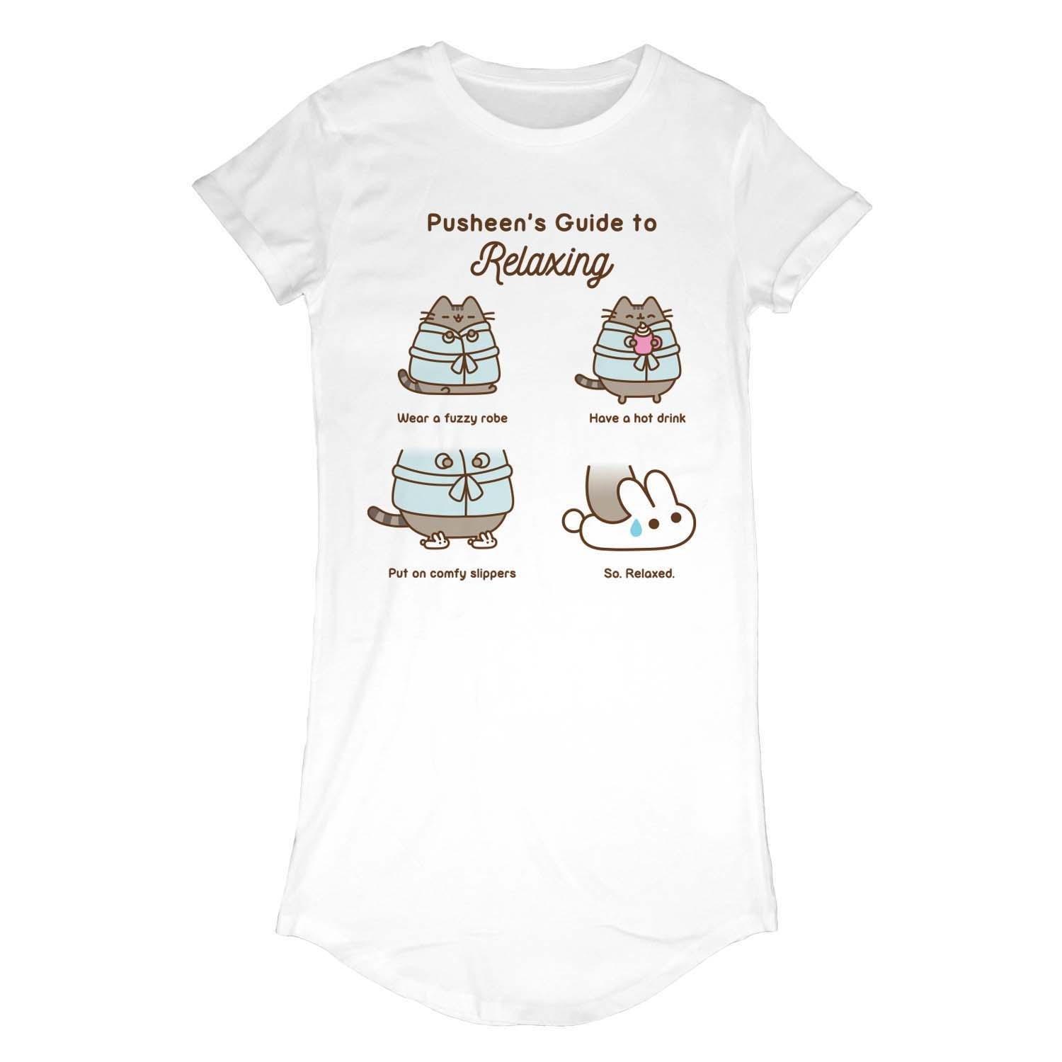 "guide To Relaxing" Tshirt Damen Weiss L von PUSHEEN