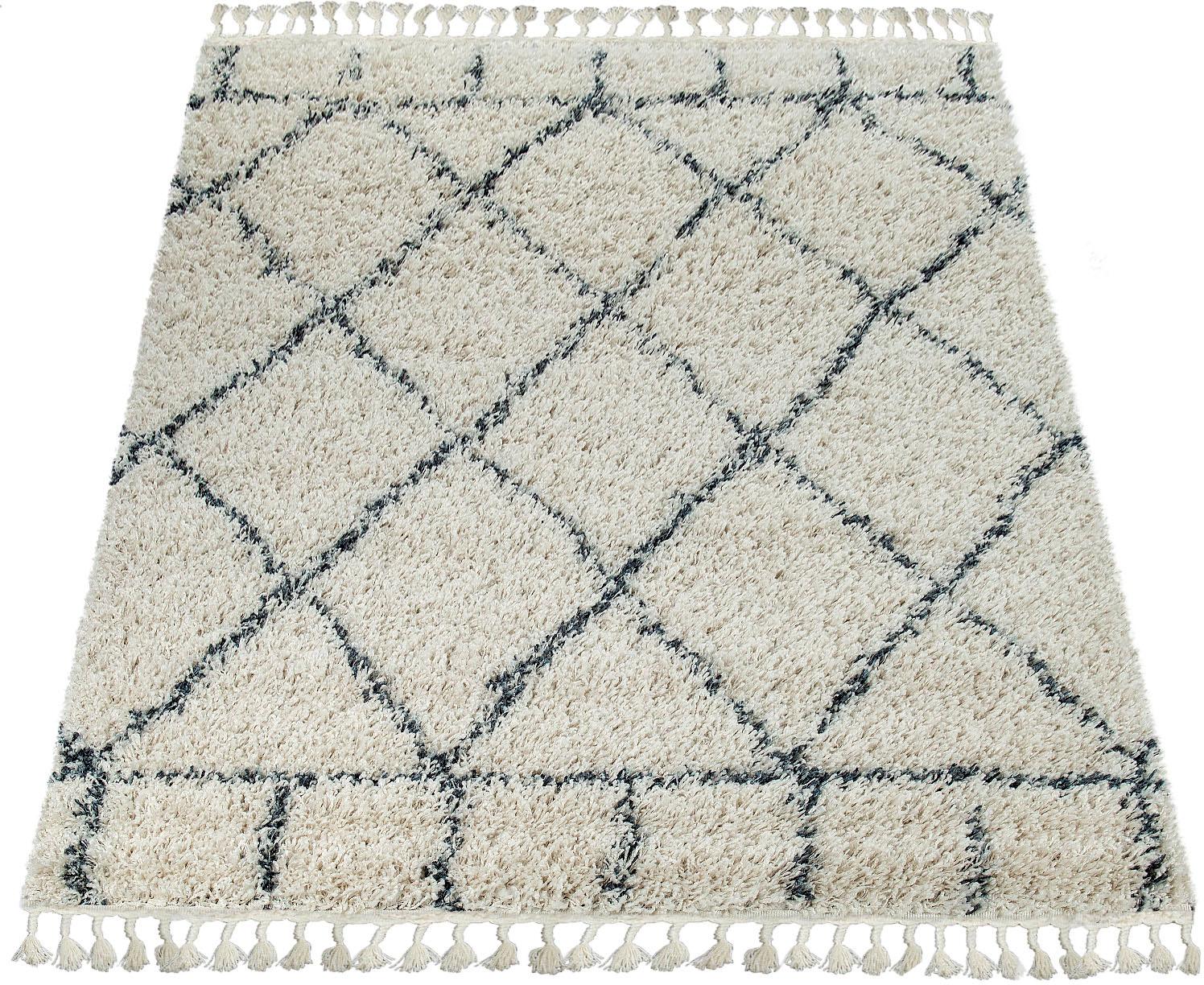 Paco Home Hochflor-Teppich »Nador 755«, rechteckig, 54 mm Höhe, weicher Shaggy mit Rauten Design und Fransen Paco Home Hochflor-Teppich »Nador 755«, rechteckig, 54 mm Höhe, weicher Shaggy mit Rauten Design und Fransen von PACO HOME