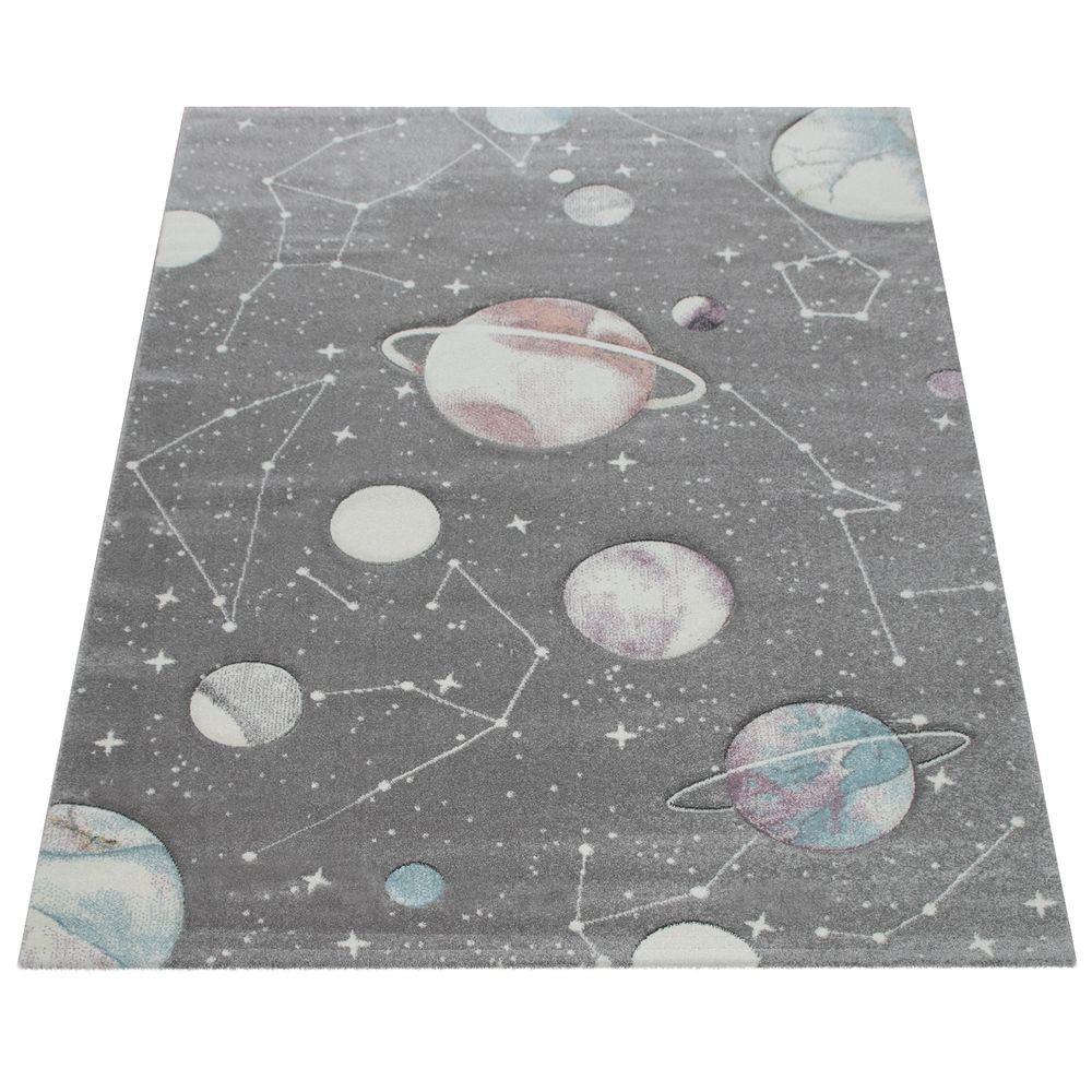 Kinder Teppich Kinderzimmer Planeten Sterne Unisex  140x200 cm von Paco Home