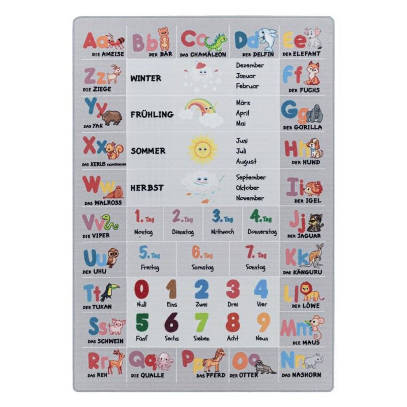 Kinderteppich Buchstaben Zahlen Jahreszeiten Unisex  140x200 cm von Paco Home