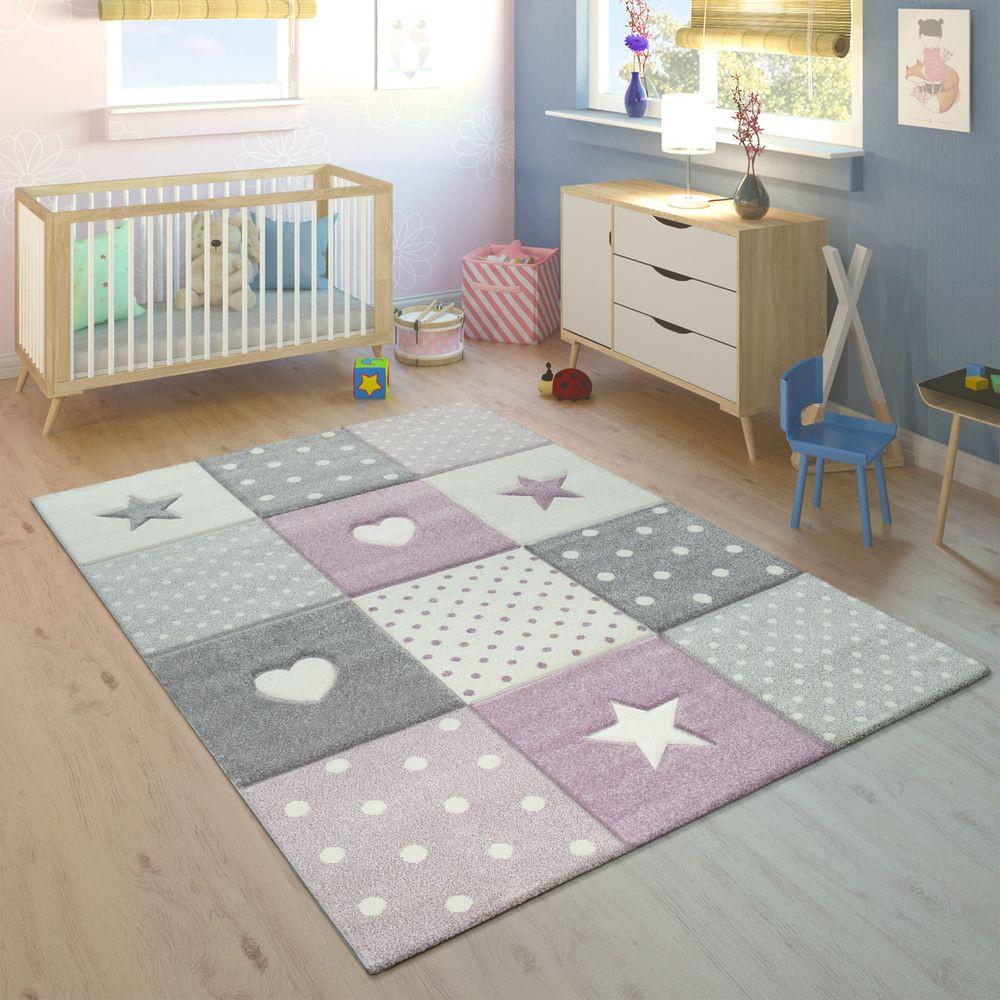 Kinderteppich Kariert Herzen Sterne Unisex  140x200 cm von Paco Home