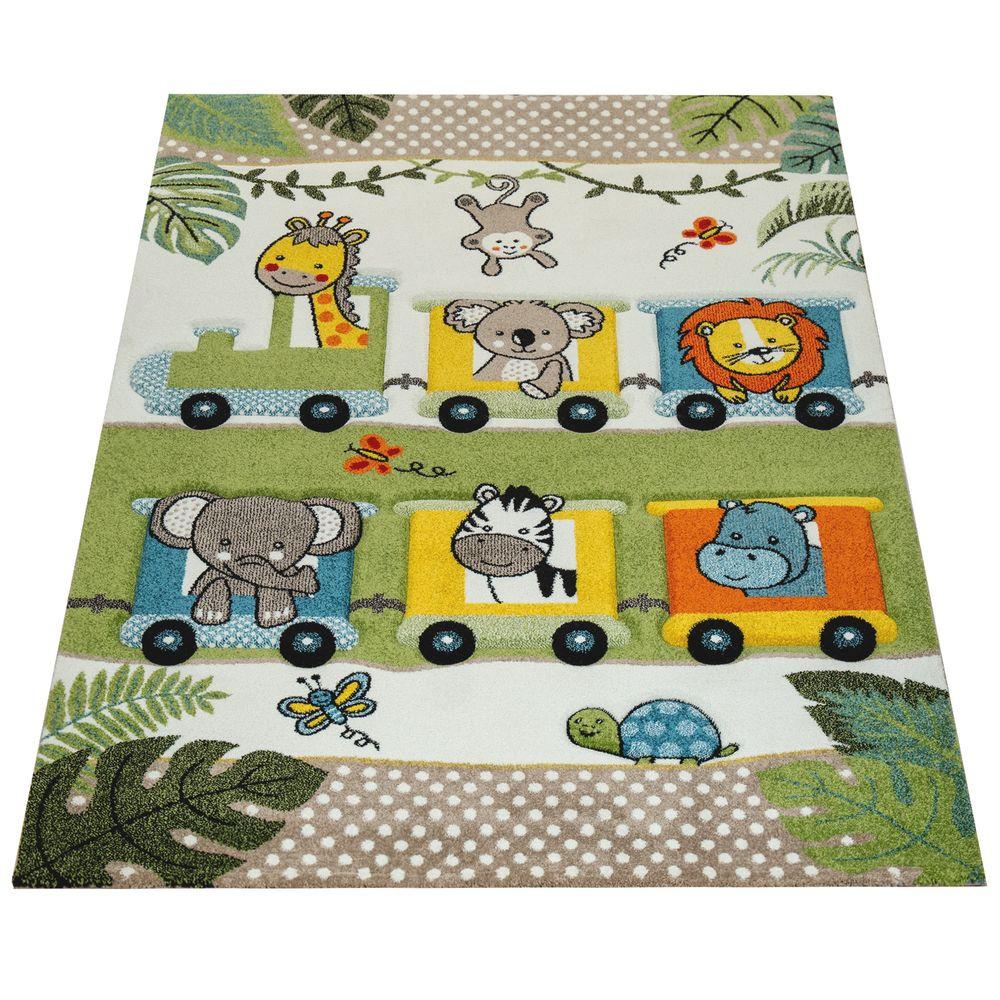 Kinderteppich Tiere Lokomotive Dschungel Unisex  200X290CM von Paco Home